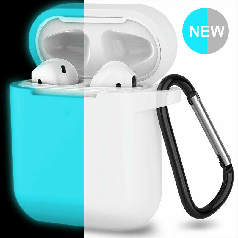 For Apple Airpods Case 1/2 Silicone Protector Shockproof Full Cover + Keychain