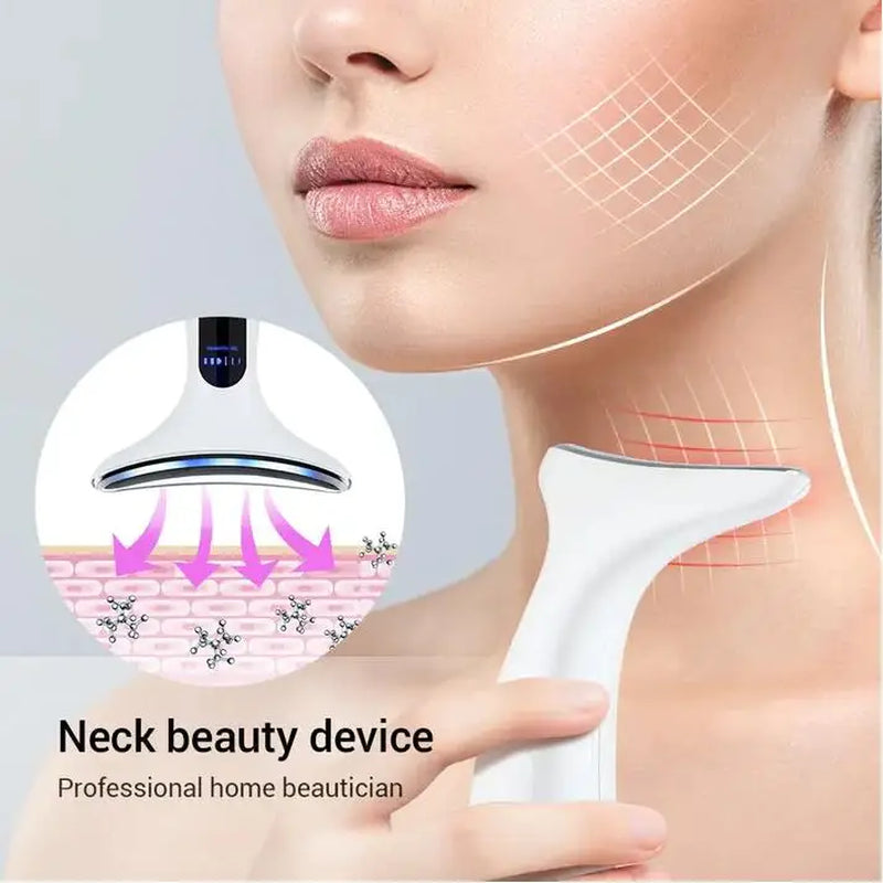 Neck Beauty Device with Gel Multi Color Massage Tightening Portable Ergonomic Face and Neck Beauty Massager Neck Beauty Massager