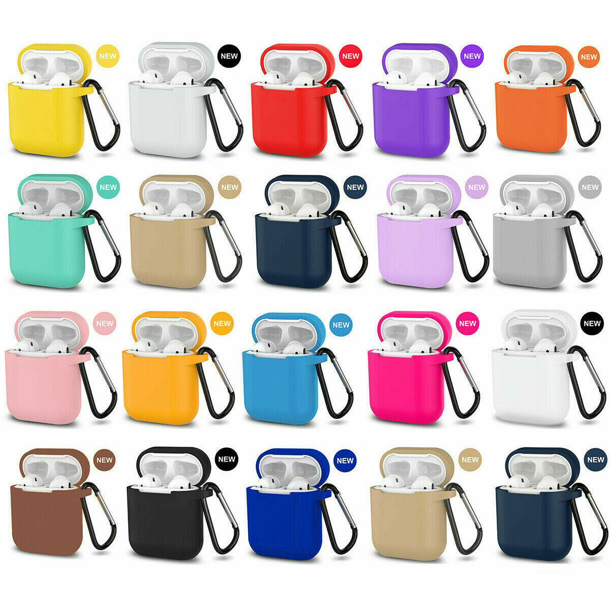 For Apple Airpods Case 1/2 Silicone Protector Shockproof Full Cover + Keychain