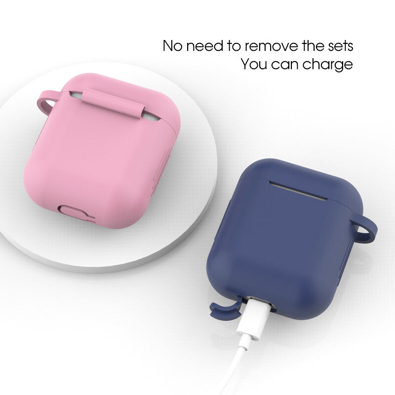 For Apple Airpods Case 1/2 Silicone Protector Shockproof Full Cover + Keychain