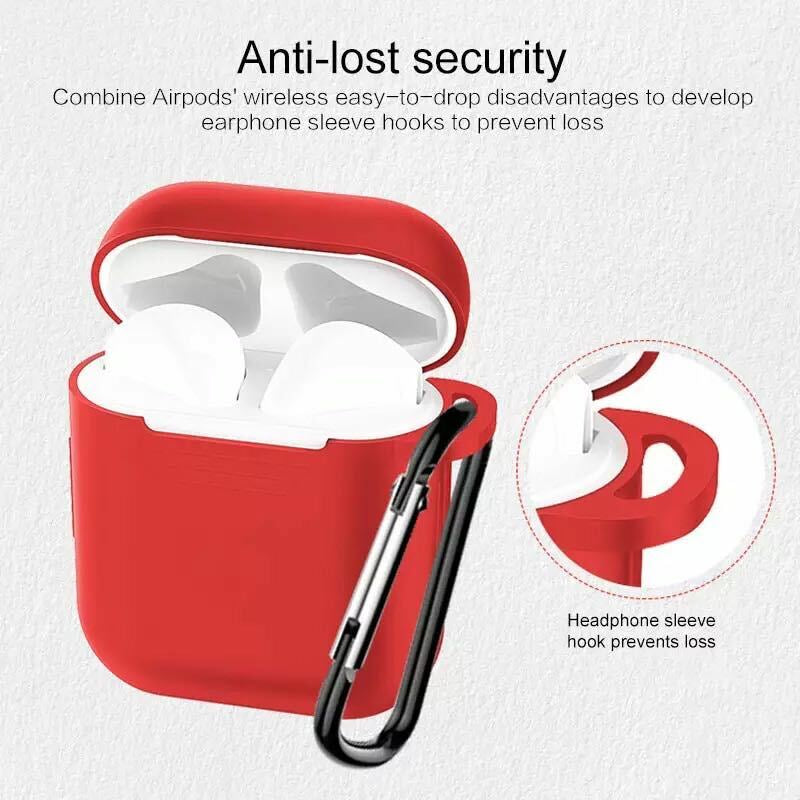 For Apple Airpods Case 1/2 Silicone Protector Shockproof Full Cover + Keychain