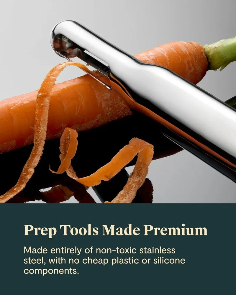 Kitchen Gadget Set - 5 Piece Kitchen Essentials - Stainless Steel - Includes Can Opener, Pizza Cutter, Garlic Press, Ice